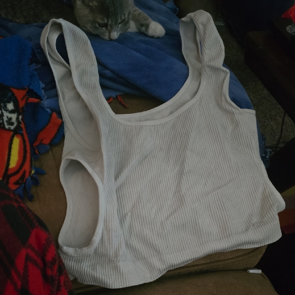 Rue21 White Ribbed Tank Top